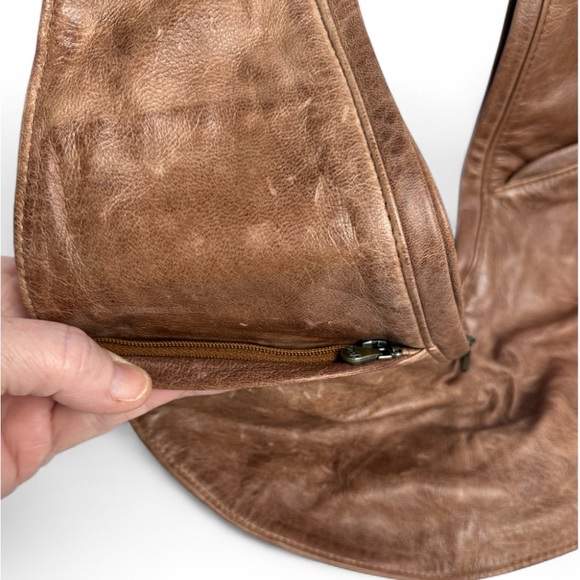 Sash Bag Genuine Leather Cross Body Bag Chestnut Brown Reversible Travel Pockets - Picture 3 of 8